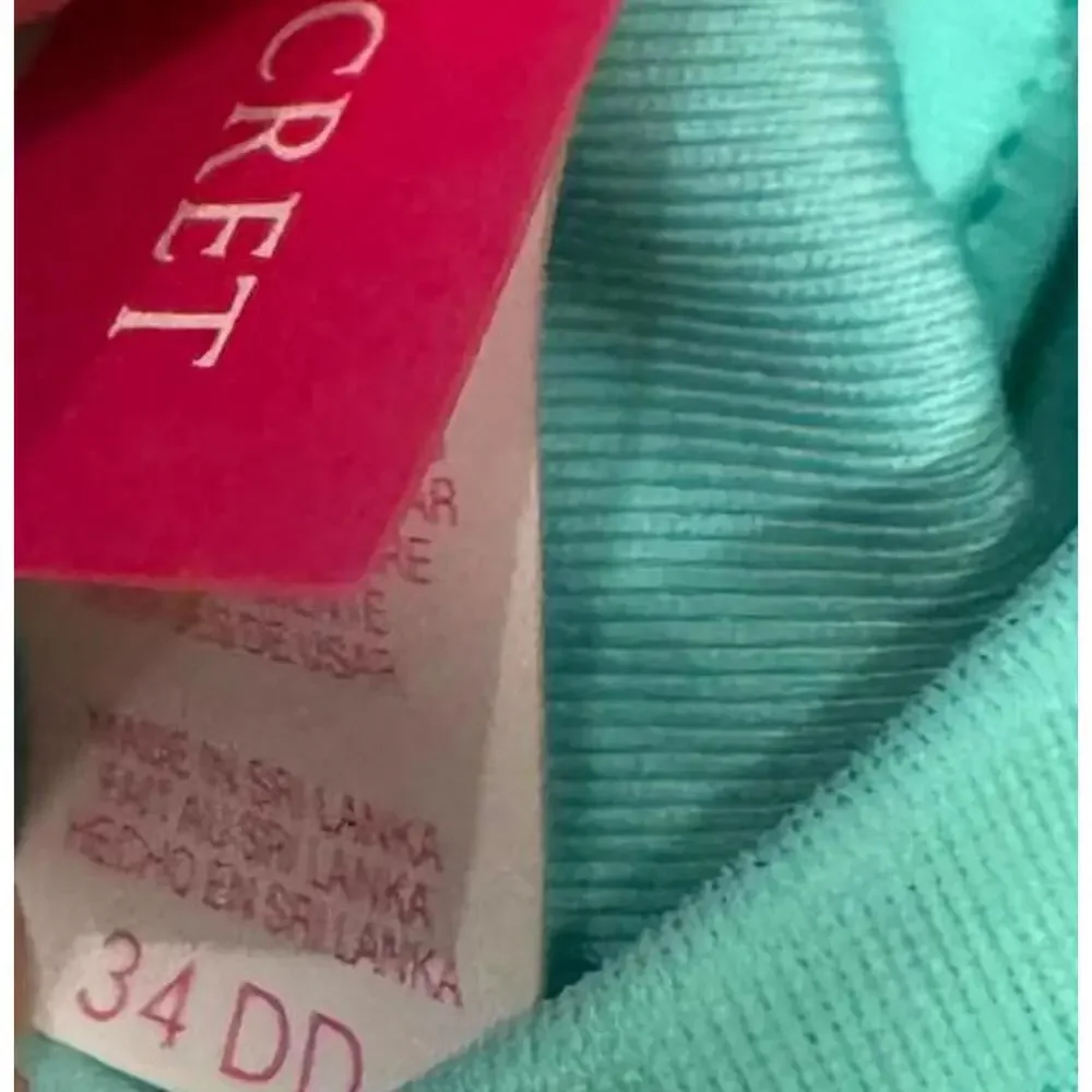 Victoria's Secret Swim Turquoise Flirt Bandeau‎ Underwire Bikini Top 34DD Ruched